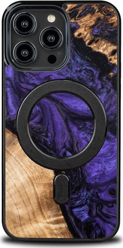 Tre- Og Harpiksdeksel Til Iphone 14 Pro Max Magsafe Bewood Unique Violet - Lilla-Sort