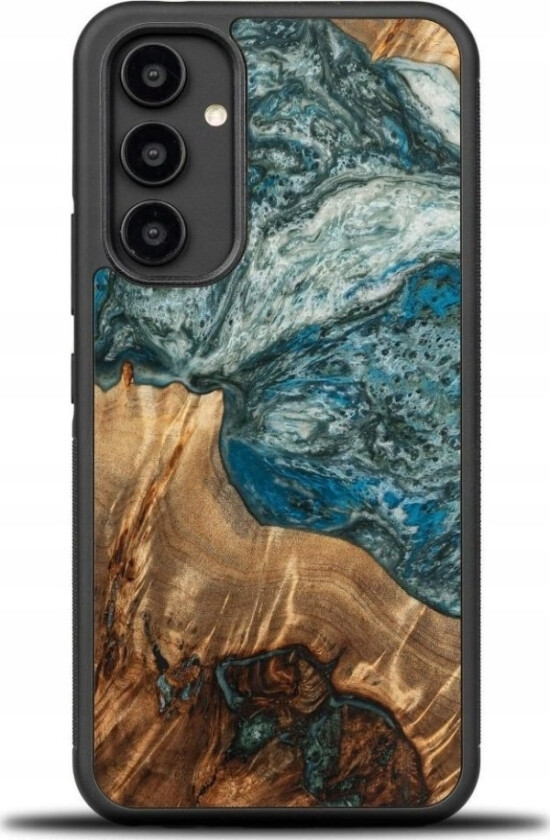 Tre- Og Harpiksdeksel Til Samsung Galaxy A54 5G Bewood Unique Planet Earth - Blågrønn