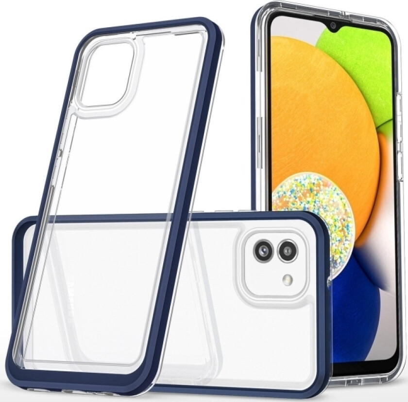 Clear 3In1 Deksel Til Samsung Galaxy A03 Silikondeksel Med Ramme Blå
