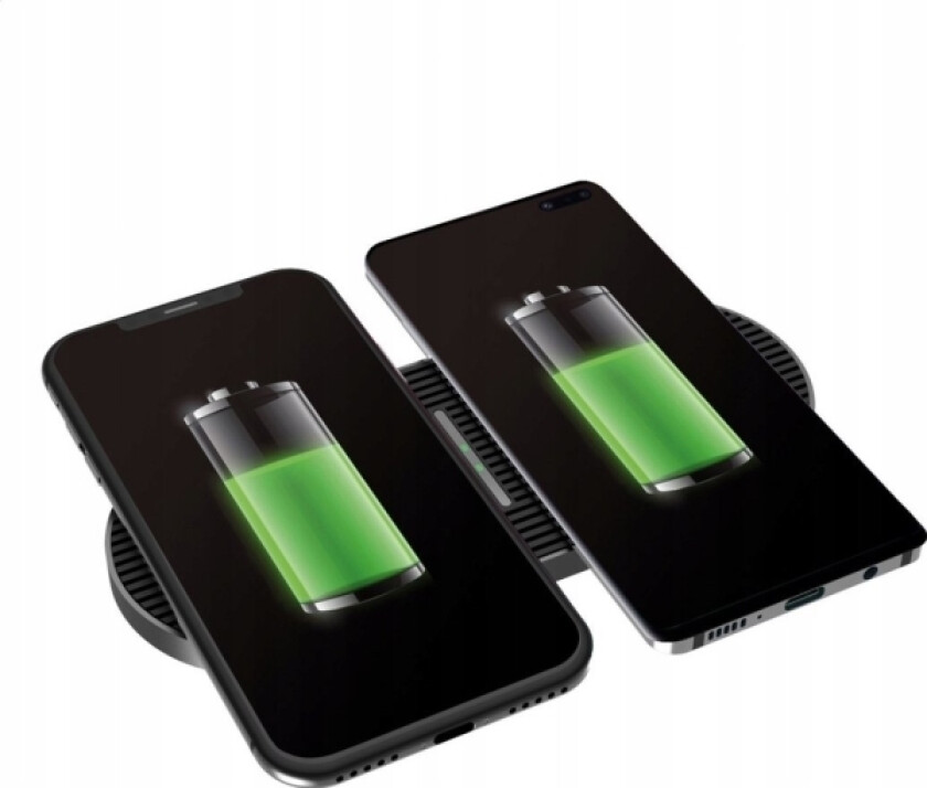Qi Trådløs Lader - Duo 2X10w Type C - Svart, Lad 2 Telefoner Samtidig (Kun Lader Uten Adapter Og Kabel)