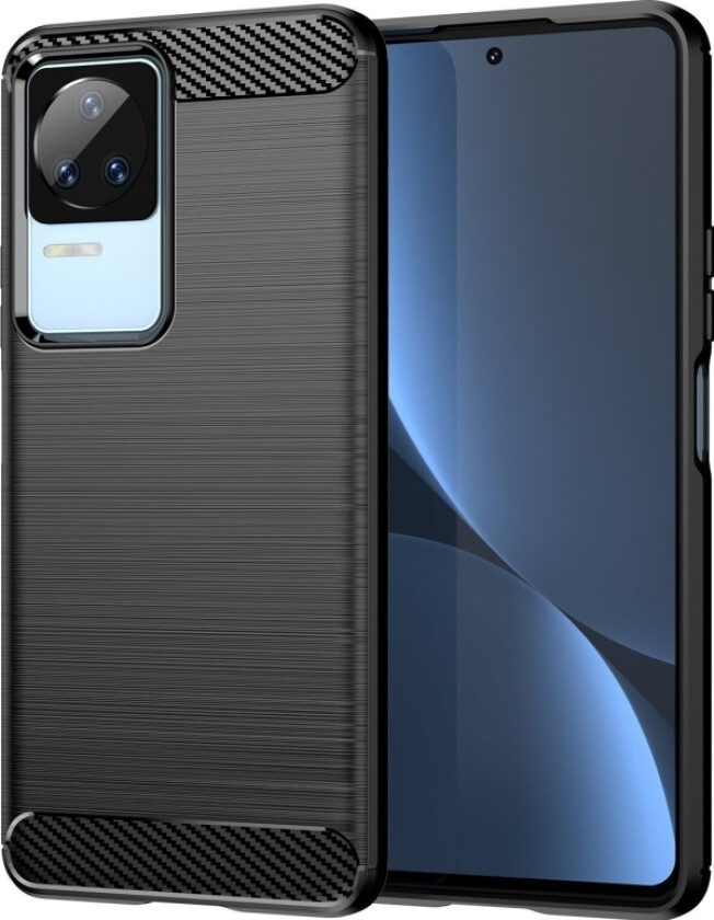 Carbon Case Xiaomi Poco F4 5G Fleksibel Silikon Karbon Case Sort