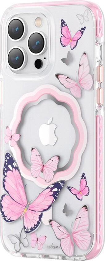 Butterfly Series Magnetic Deksel Iphone 14 Pro Magsafe Deksel Med Butterflies Pink