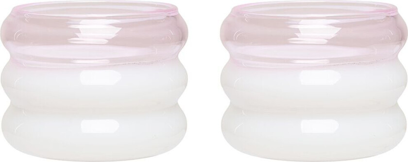 Bubble telysholder Ø5,6 cm 2-pakning Milky white-pink
