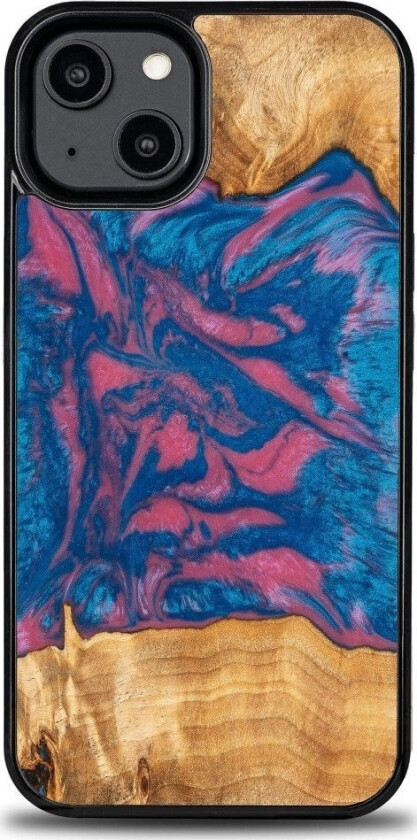 Tre- Og Harpiksdeksel Til Iphone 14 Bewood Unique Vegas - Rosa Og Blå