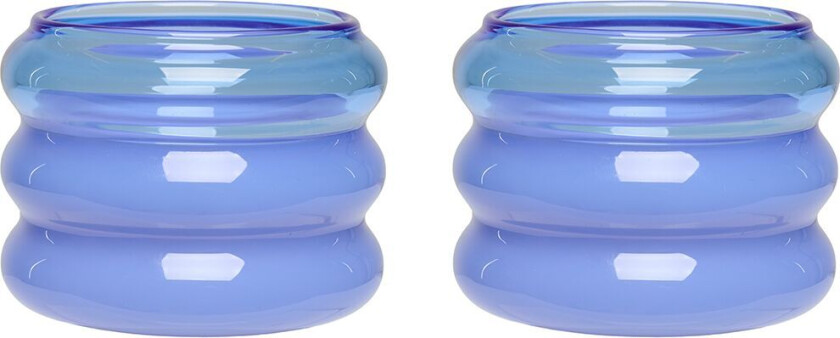 Bubble telysholder Ø5,6 cm 2-pakning Blue-milky blue