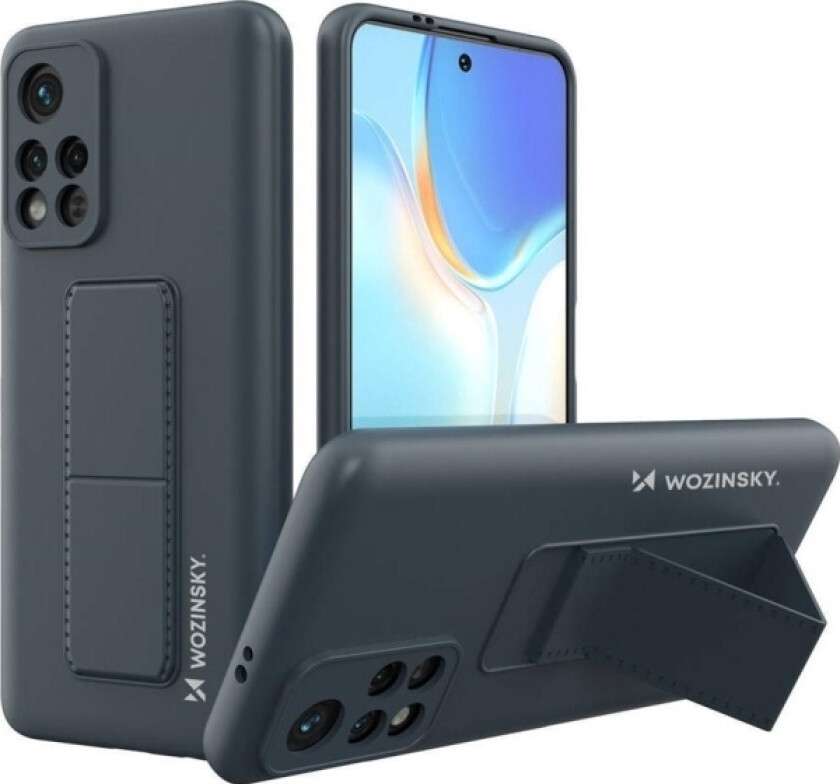 Kickstand-Veske Fleksibelt Silikonetui Med Stativ For Xiaomi Poco M4 Pro 5G Marineblå