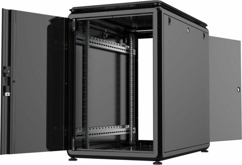 By Logon - Rack Skap - 600 X 1000 Mm, Data Line - Free-Standing - Svart, Ral 9005 - 16U - 19"