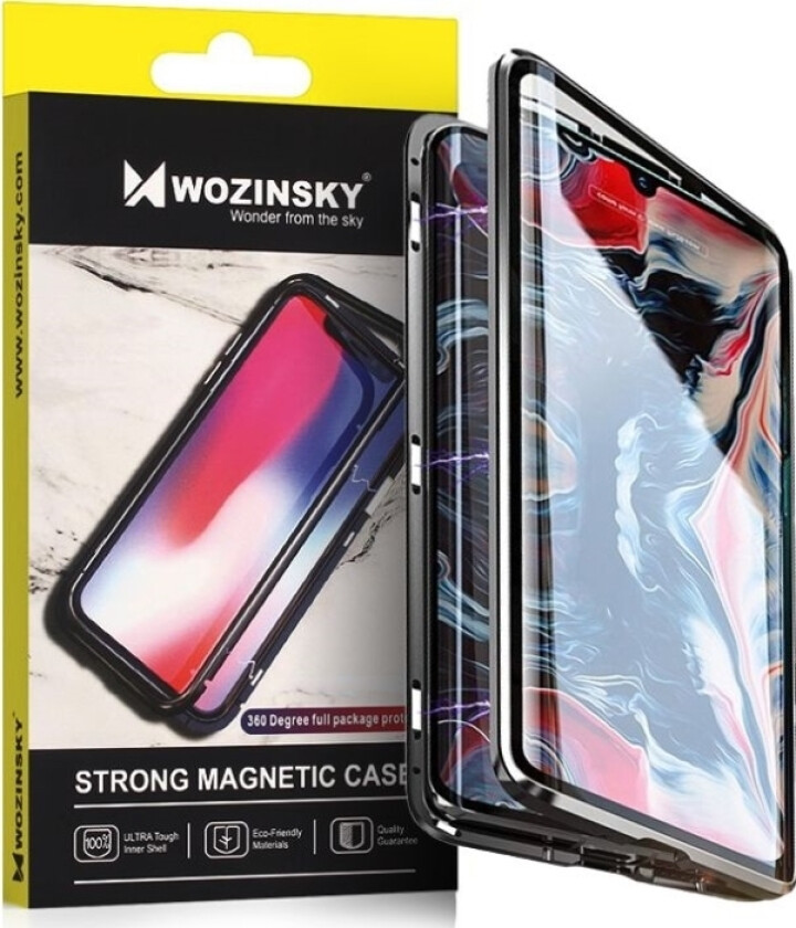 Full Magnetic Case Magnetic Case 360-Front- Og Bakdeksel Med Innebygd Glass Vivo X60 Black And Transparent
