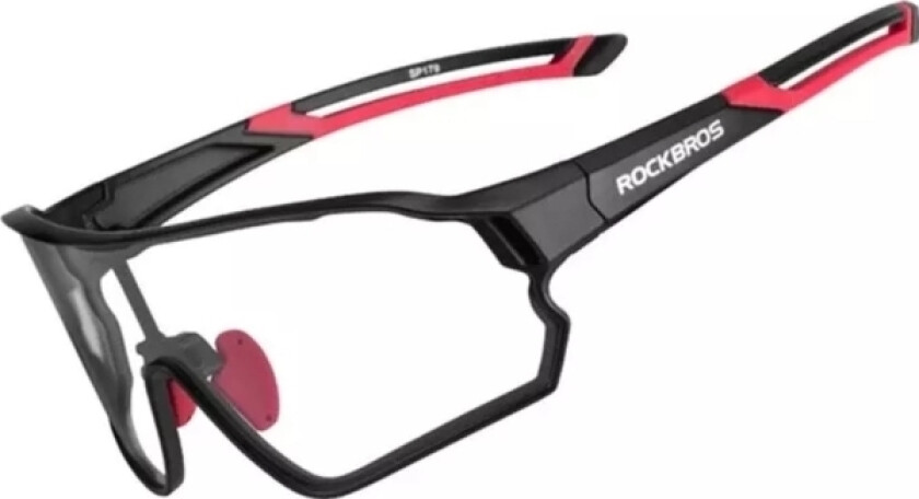Rockbros Photochromic Frame Sykkelbriller Med Uv 400 Uva- Og Uvb-Filtre, Svart Og Rød