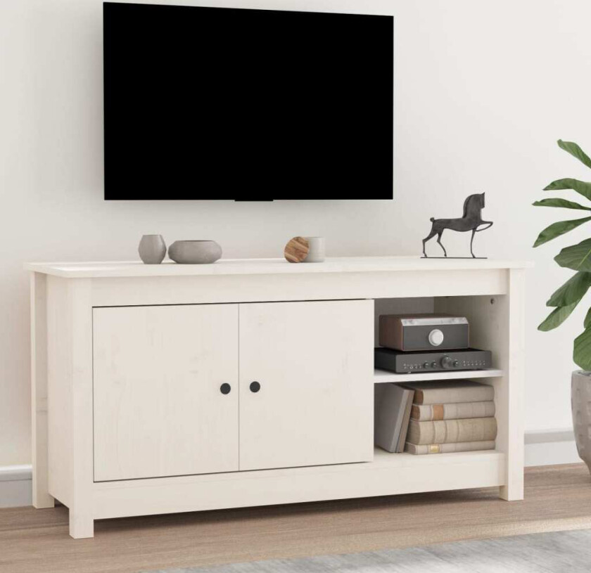 TV-benk hvit 103x36,5x52 cm heltre furu