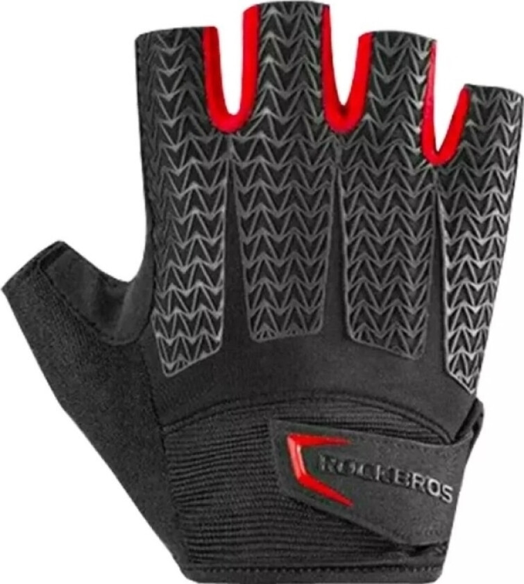 Rockbros Sykkelhansker Med Geleinnlegg, Størrelse S, Sort Og Rød