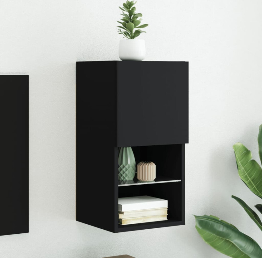 TV-benk med LED-lys svart 30,5x30x60 cm