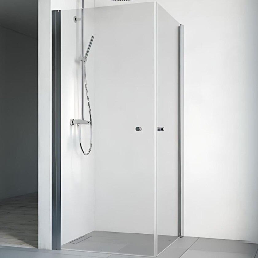 Spirit Dusjhjørne Rett Lav Krom / 80x80cm Klart Glass med Knott