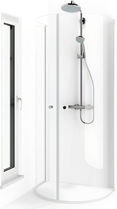 Bilde av Spirit Dusjhjørne U Hvit / 80x95cm Klart Glass