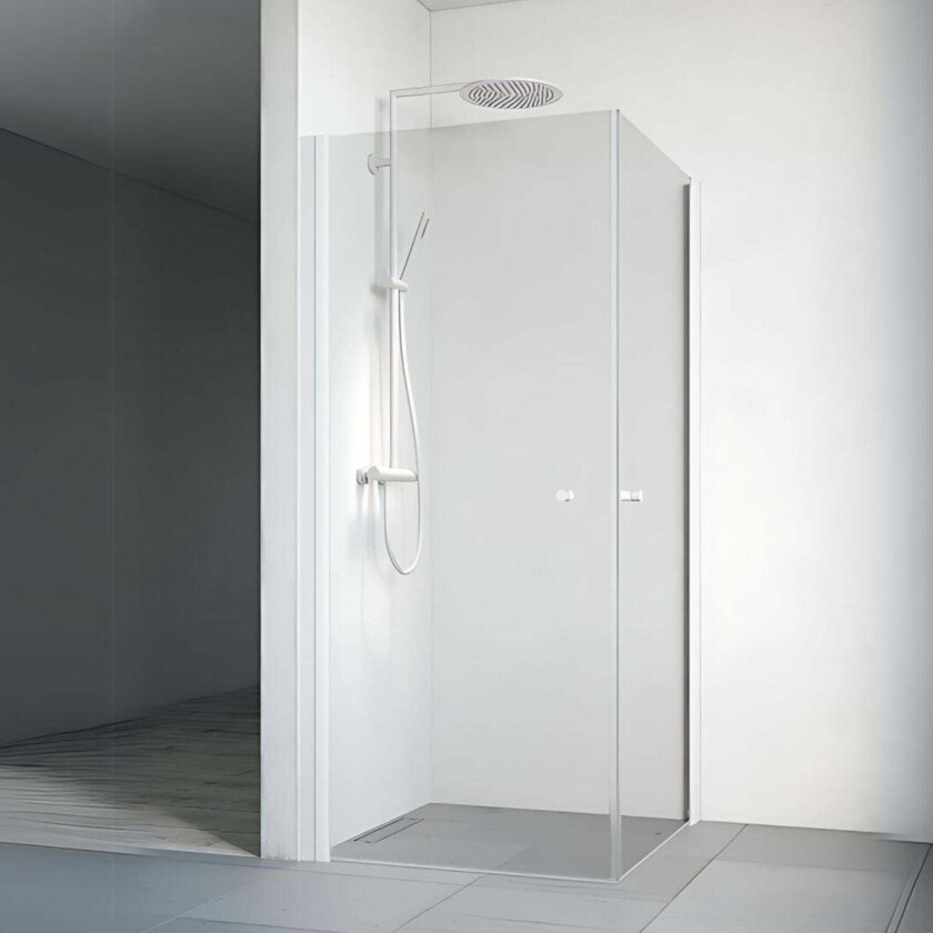 Bilde av Spirit Dusjhjørne Rett Lav Hvit Matt / 90x90cm Klart Glass med Knott