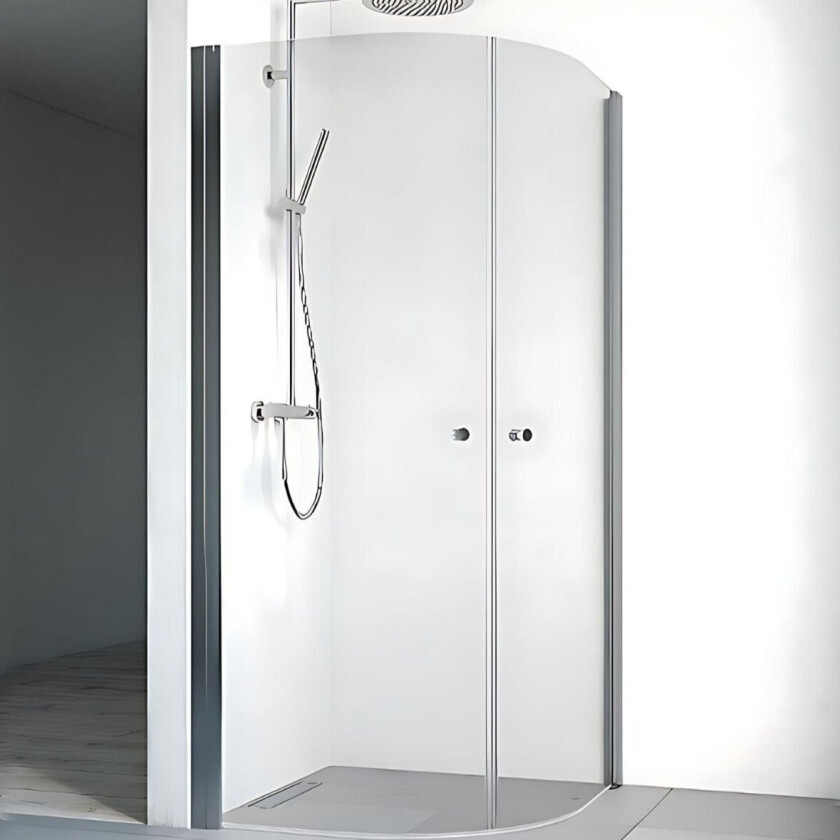 Spirit Dusjhjørne Rund Lav Krom / 80x80cm Klart Glass med Knott