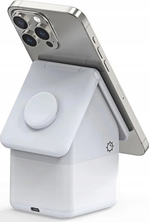 Duzzona W20 15W 4In1 Induktiv Lader For Iphone / Airpods / Apple Watch Med Nattlampe - Hvit