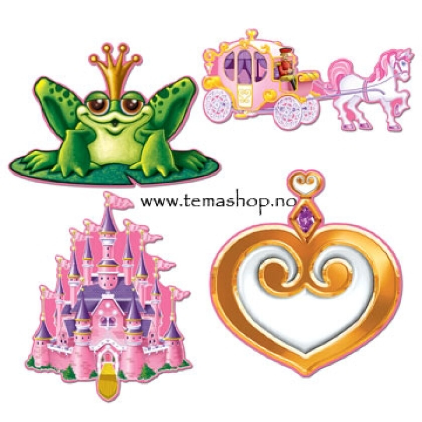 Prinsesse cutouts, 4 stk som avbildet
