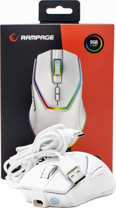 Rampage Rampage Mus Vortex Trådløs Gamingmus Rgb Usb Optisk Sensor Hvit