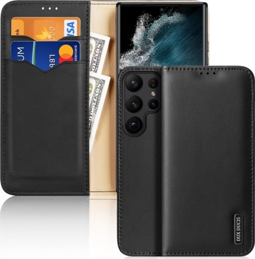 Hivo-Deksel Til Samsung Galaxy S23 Ultra Flip-Deksel Lommebokstativ Rfid-Blokkering Sort