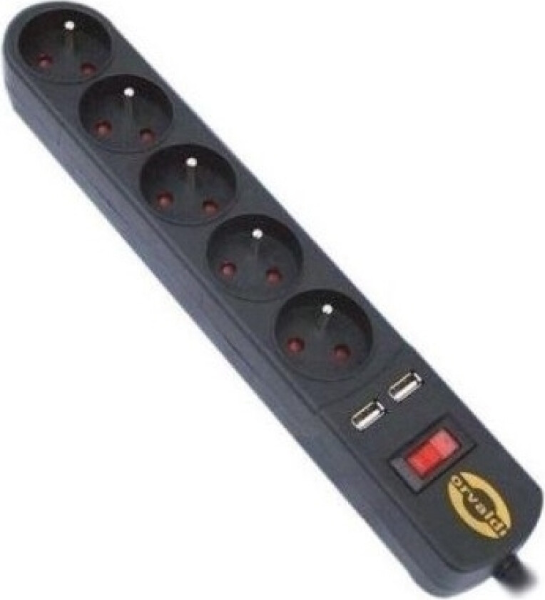 Orv-5 Overspenningsvern 5 Stikkontakter 3 M Svart (Ap5-3Mu)