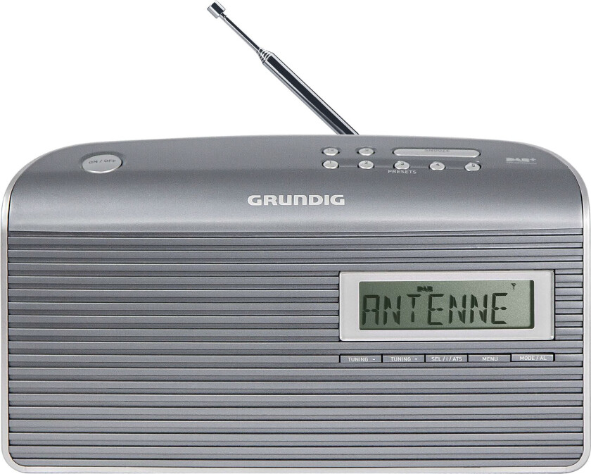 Music 7000X DAB+/FM-radio - Digital, 4xLR14 batterier (ikke inkludert) - Grå/sølv