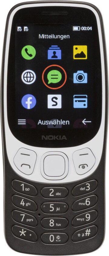Nokia 3210 4G-mobiltelefon - 2,4" Dual-SIM, 64 MB RAM, 128 MB, USB-C/3,5 mm Minijack - Grunge Black
