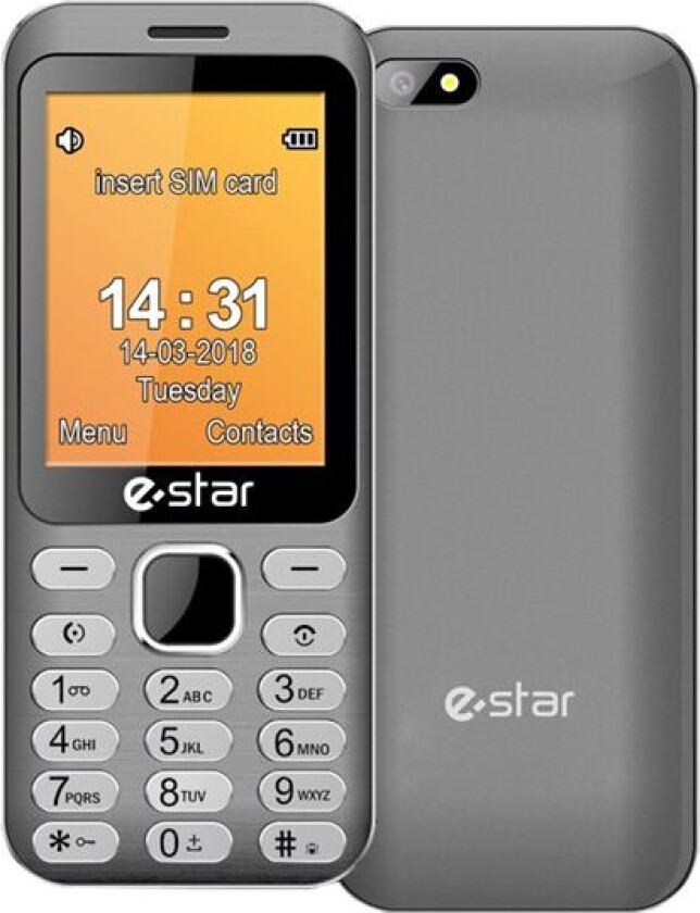 Estar X28 - Funksjonstelefon - Dobbelt-Sim / Internminne 32 Mb - Microsd Slot - Lcd-Display - 240 X 320 Piksler - Rear Camera 0,3 Mp - Sølv