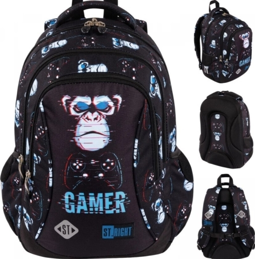 St. Majewski Ryggsekk 27X38x13 1Zam 4Lommes Riktig Blå Gamer