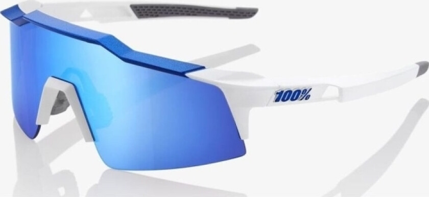 100 % Briller 100 % Speedcraft Sl Matt Hvit/Metallisk Blå - Hiper Blå Flerlags Speillinse (Blå Flerlags Speillinse, Lystransmittans 15 % + Transparen