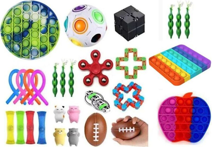 29 stk Fidget Pop it Toys Set-pakke for barn og voksne