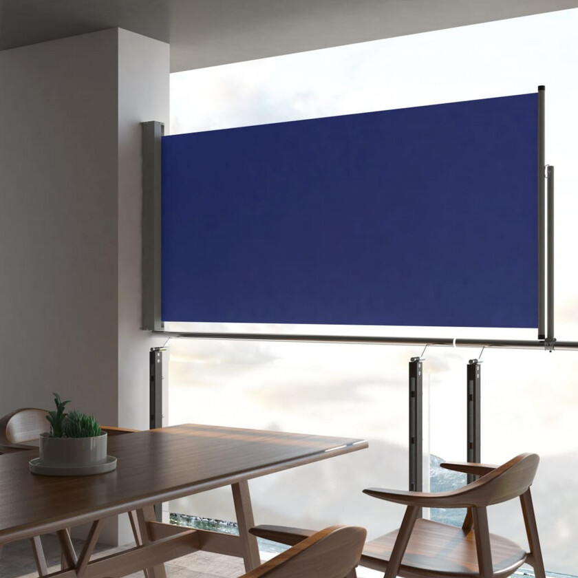 Uttrekkbar sidemarkise 120x300 cm blå -