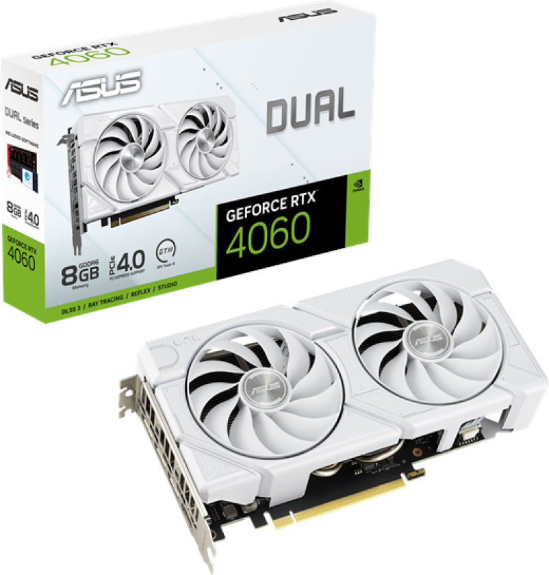GeForce RTX 4060 DUAL EVO White - 8GB GDDR6 VRAM - Grafikkort
