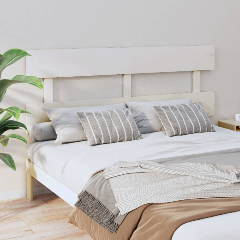 Sengegavl hvit 164x3x81 cm heltre furu