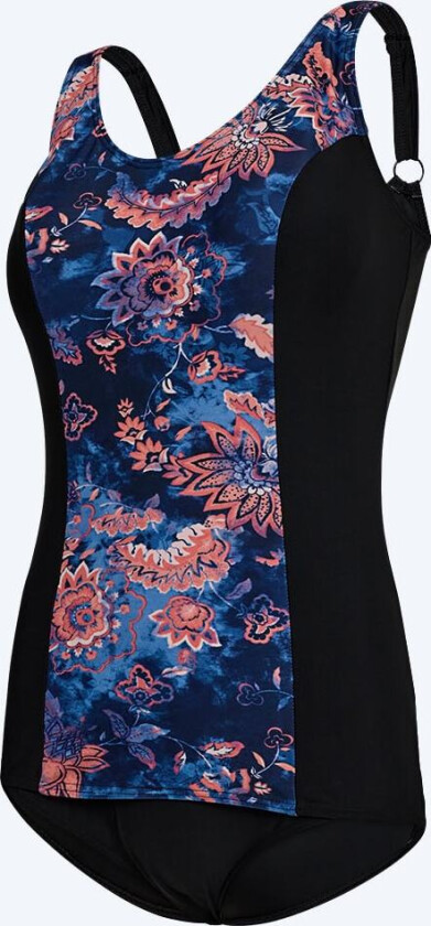 badedrakt plus size til damer m. blomster - Vale - Svart/lilla - Badedrakter for damer - Store størrelser