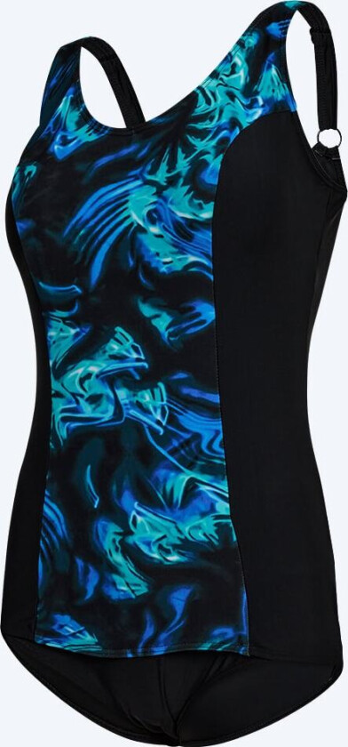 badedrakt plus size til damer m. blomster - Vale - Svart/blå - Badedrakter for damer - Store størrelser