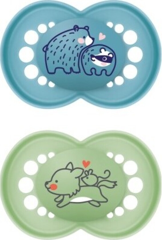 Mam Original 2-pack, Str. 2 (6-16 Mdr.), Symmetrisk - Lateks, Blue/sand