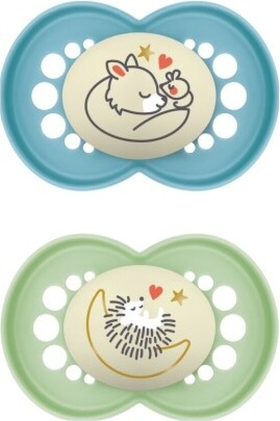 Mam Original Night 2-pack, Str. 2 (6-16 Mdr.), Symmetrisk - Silikon, Blue