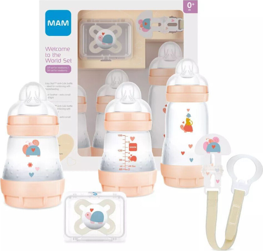 Mam Better Together babyflaskesett - 2x160ml, 1x260ml, 1x smokk, fra 0 år - Beige