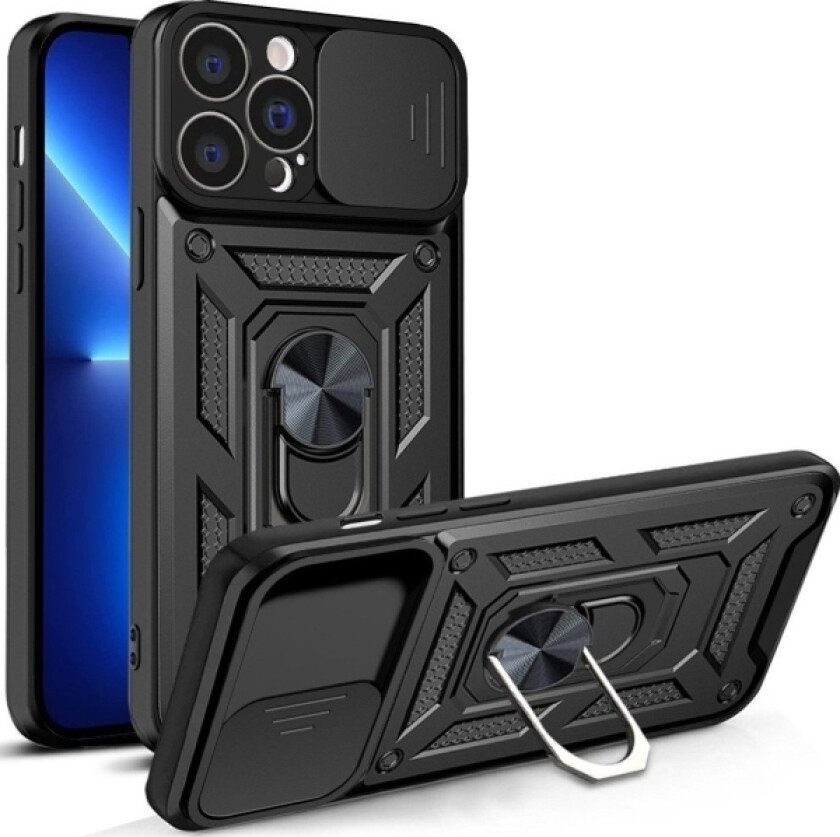Hybrid Armor Camshield Iphone 13 Pro Deksel Pansret Deksel Med Kameradeksel Sort