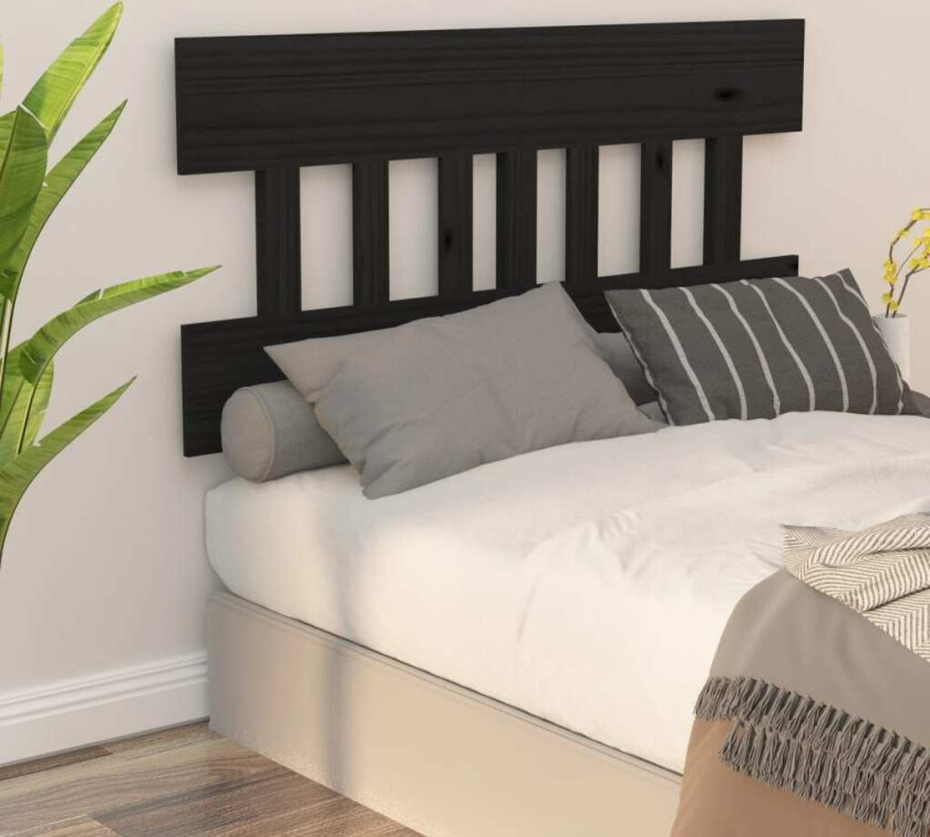 Bilde av Sengegavl svart 183,5x3x81 cm heltre furu