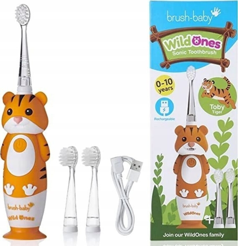 Brush Baby_Wild Ones Sonisk Tannbørste For Barn 0-10 Tiger