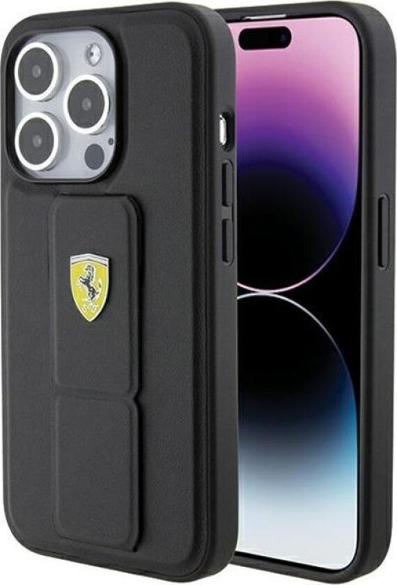 Ferrari Fehcp15xgspsik Iphone 15 Pro Max 6.7" Black/Black Hardcase Grip Stand Metal Logo