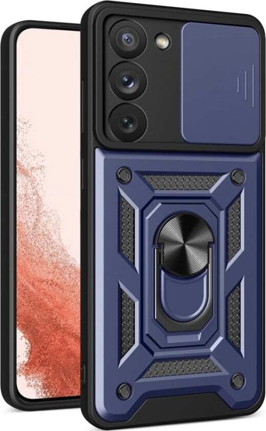 Hybrid Armor Camshield-Deksel Til Samsung Galaxy S23 Pansret Deksel Med Kamerabeskytter Blå