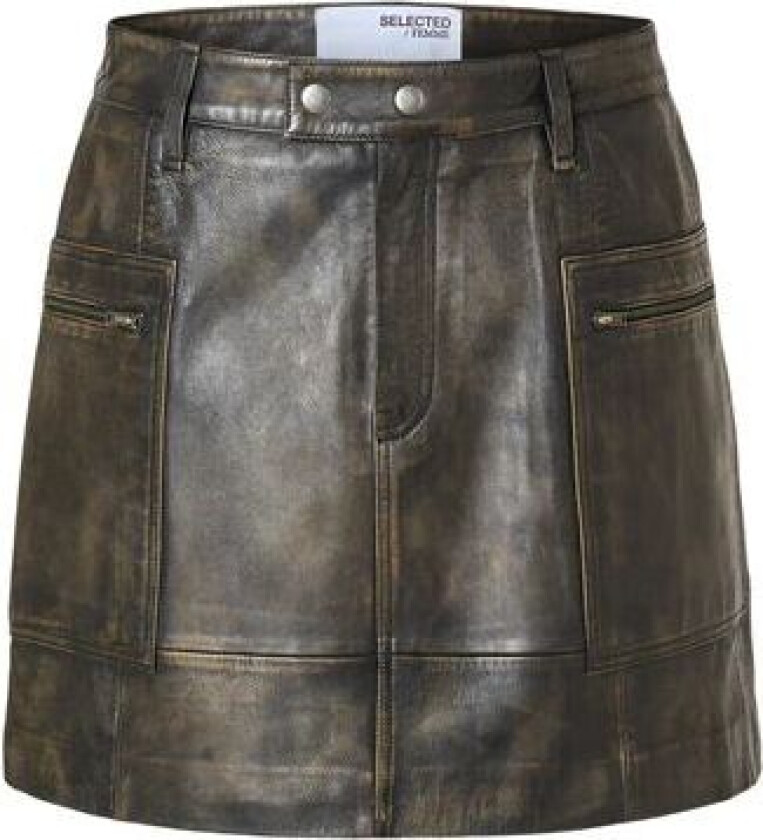 Nana Mw Mini Leather Skirt - Black Rub Off Look 36