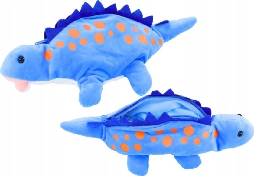 Leantoys Plysj Dinosaur Penal Etui Oppbevaringsboks Anheng Blå