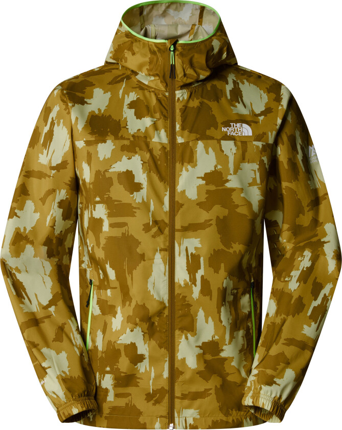 Men's Mountain Athletics Printed Hooded Wind Jacket Amber Green Painted Mountains Print S