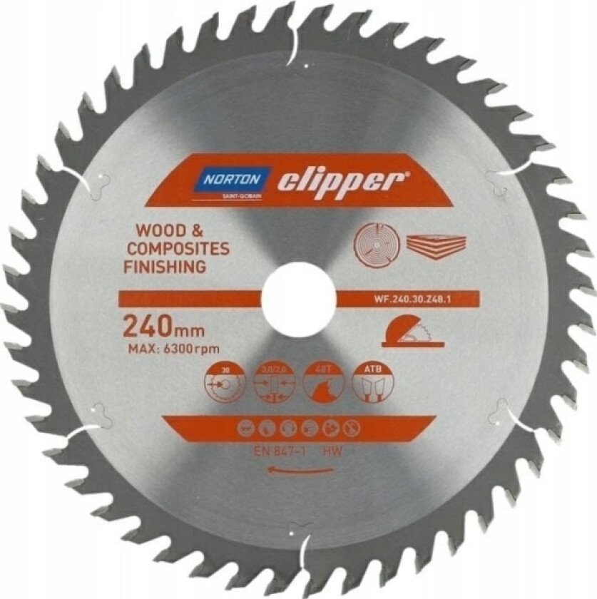Sirkelsag 240 Mm X 30 Mm X 48Z Tre Og Kompositter Atb (3.0 / 2.0)