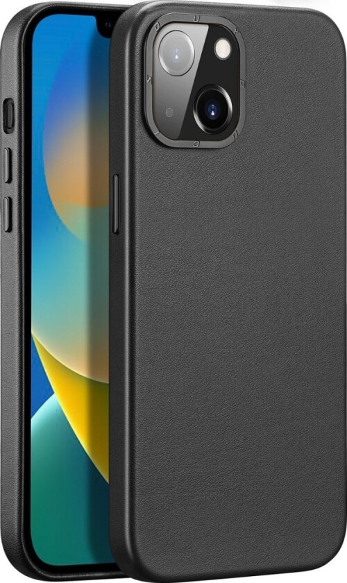 Grit Lærveske Til Iphone 14 Elegant Kunstskinndeksel (Magsafe-Kompatibel) Svart