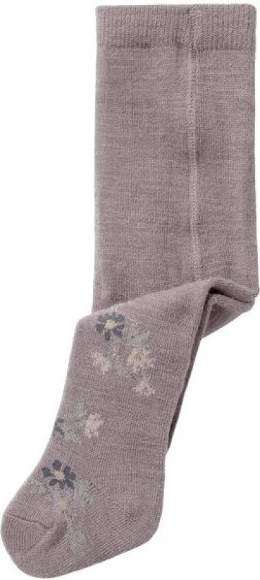 Name It Nbfwak strømpebukse i ull/bomull, Purple Dove aop